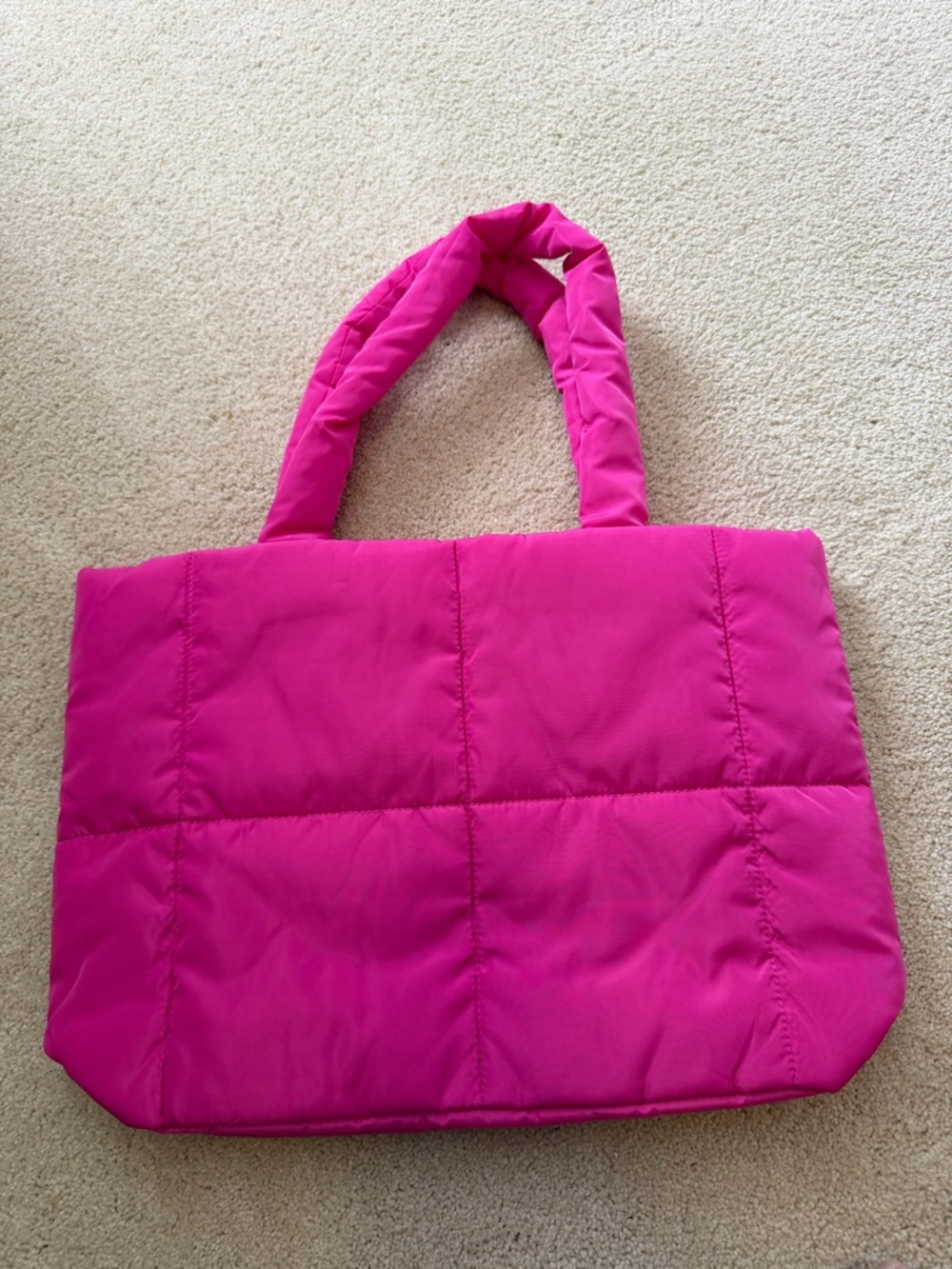 Hot Pink Quilted Tote Bag
